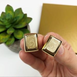 Napier Gold Marble Swirl Square Clip On Earrings Women Jewelry